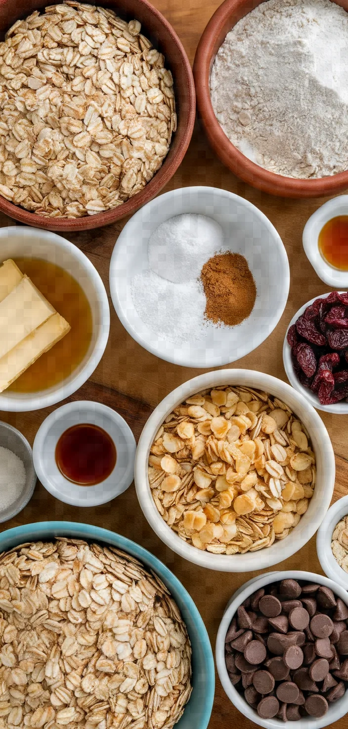 Ingredients photo for Chewy Oatmeal Cookie Granola Bars Recipe