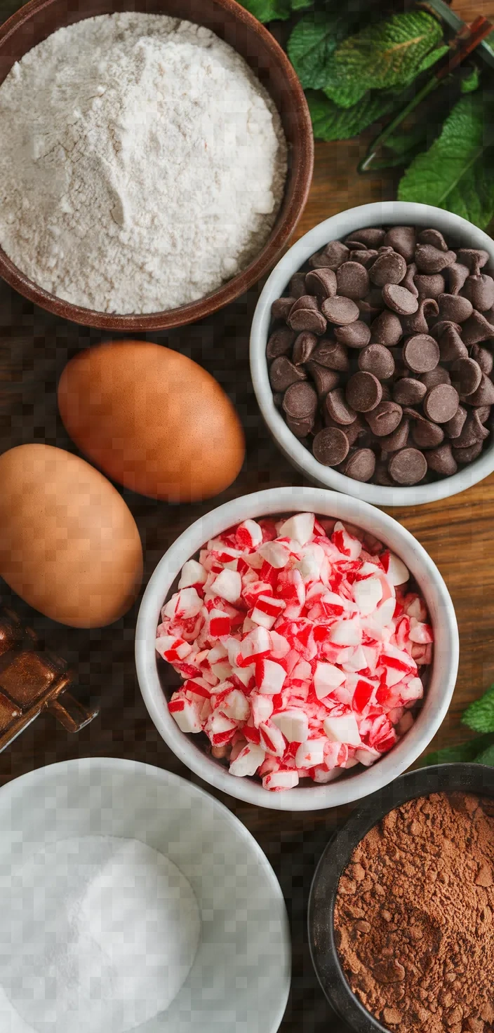 Ingredients photo for Peppermint Double Chocolate Cookies Recipe