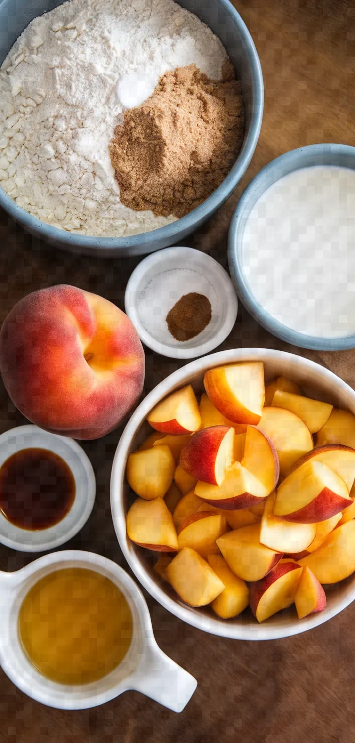 Ingredients photo for Brown Sugar Peach Pancakes Recipe