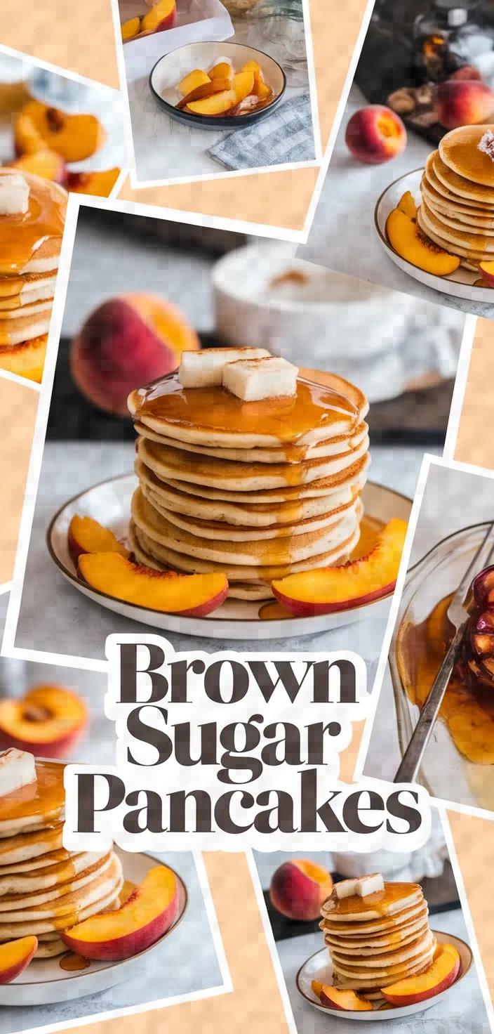 A photo of Brown Sugar Peach Pancakes Recipe