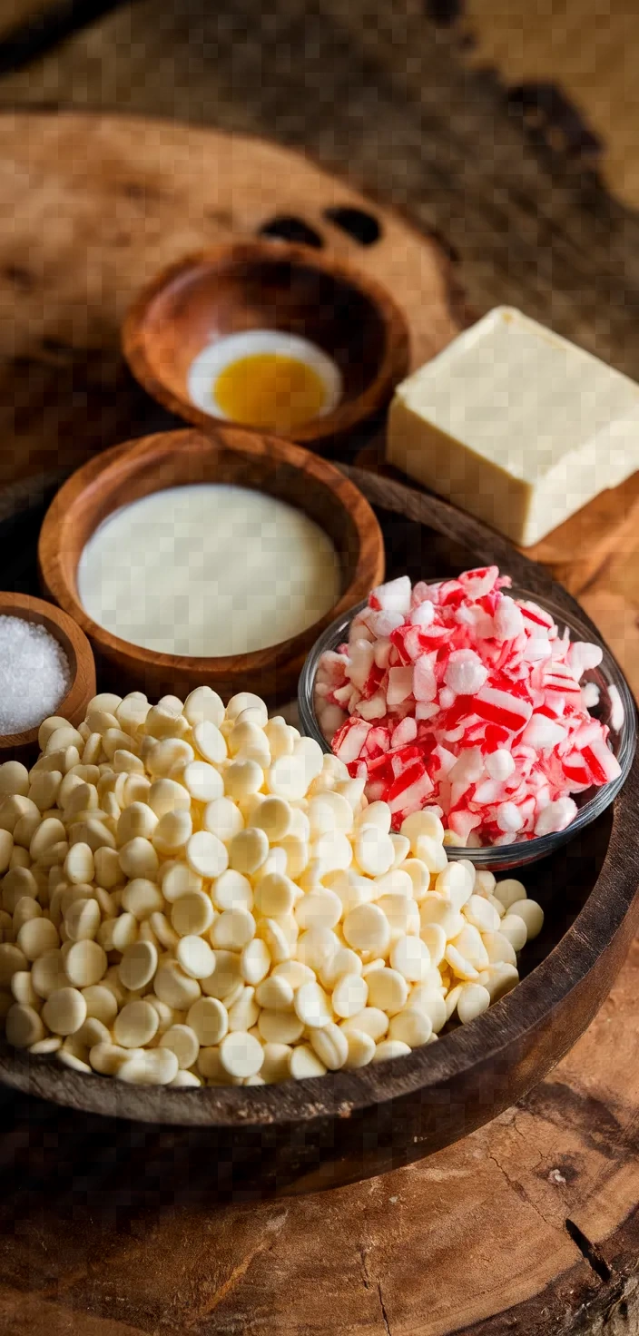 Ingredients photo for White Chocolate Peppermint Fudge Recipe
