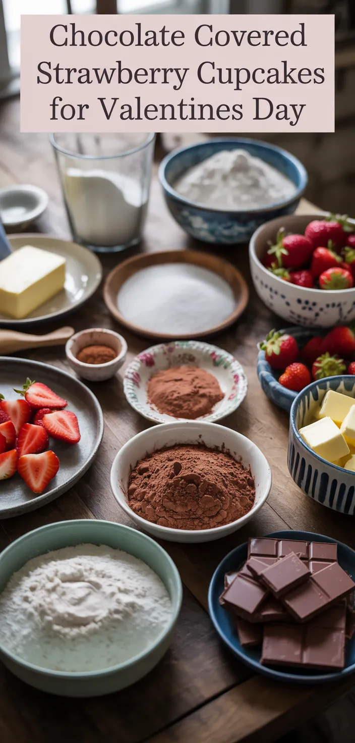 Ingredients photo for Chocolate Covered Strawberry Cupcakes For Valentines Day Recipe