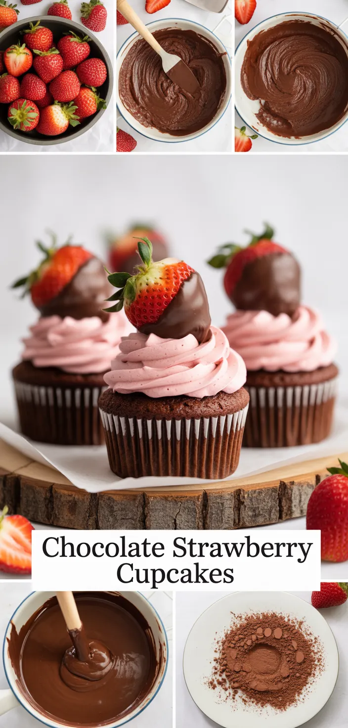 A photo of Chocolate Covered Strawberry Cupcakes For Valentines Day Recipe